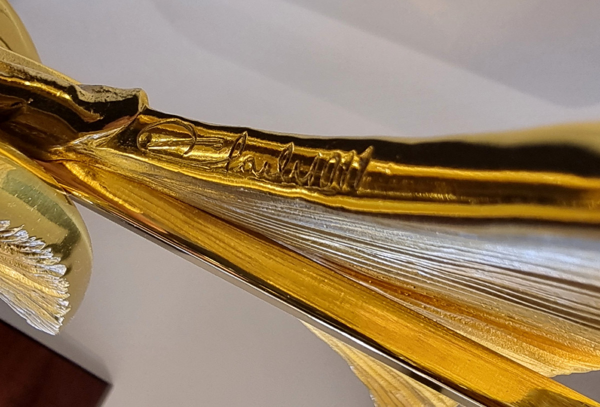  MAISON CHARLES Christiane Charles LAMPE Thèbes Bronze Doré Design 1970-1980-photo-7