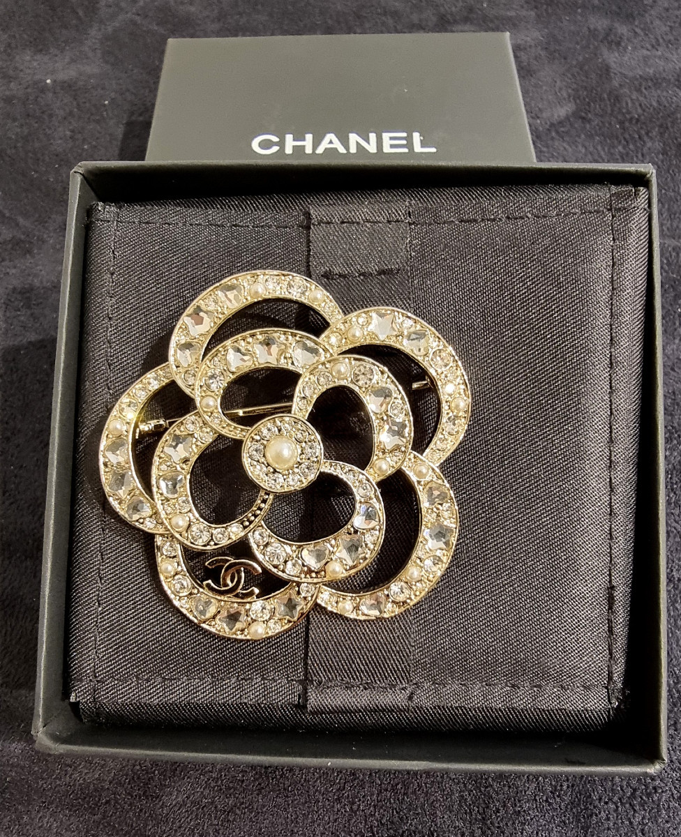 Chanel Crystal Camellia Brooch