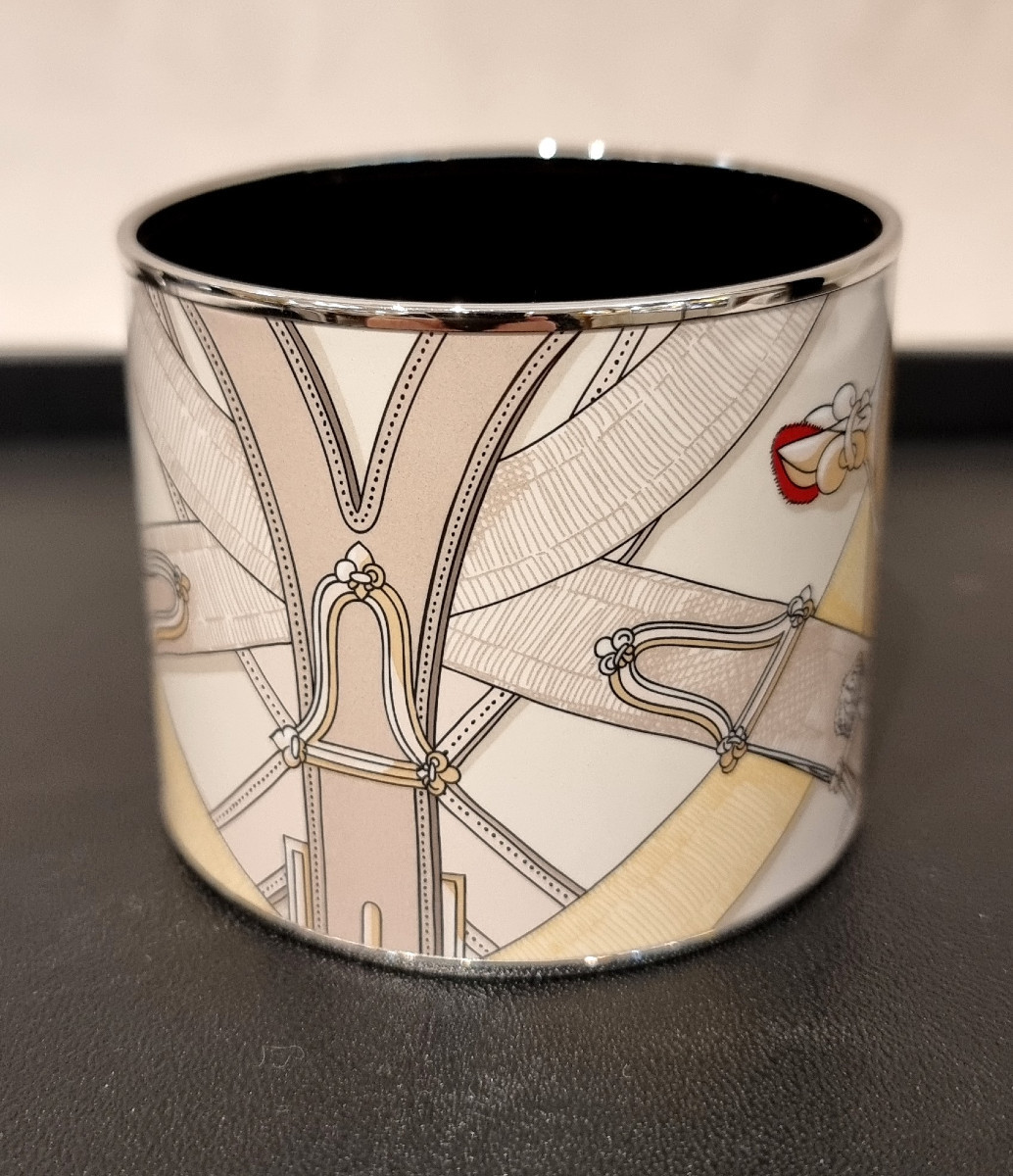 Hermès Palladium Metal & Enamel Cuff Bracelet -photo-3