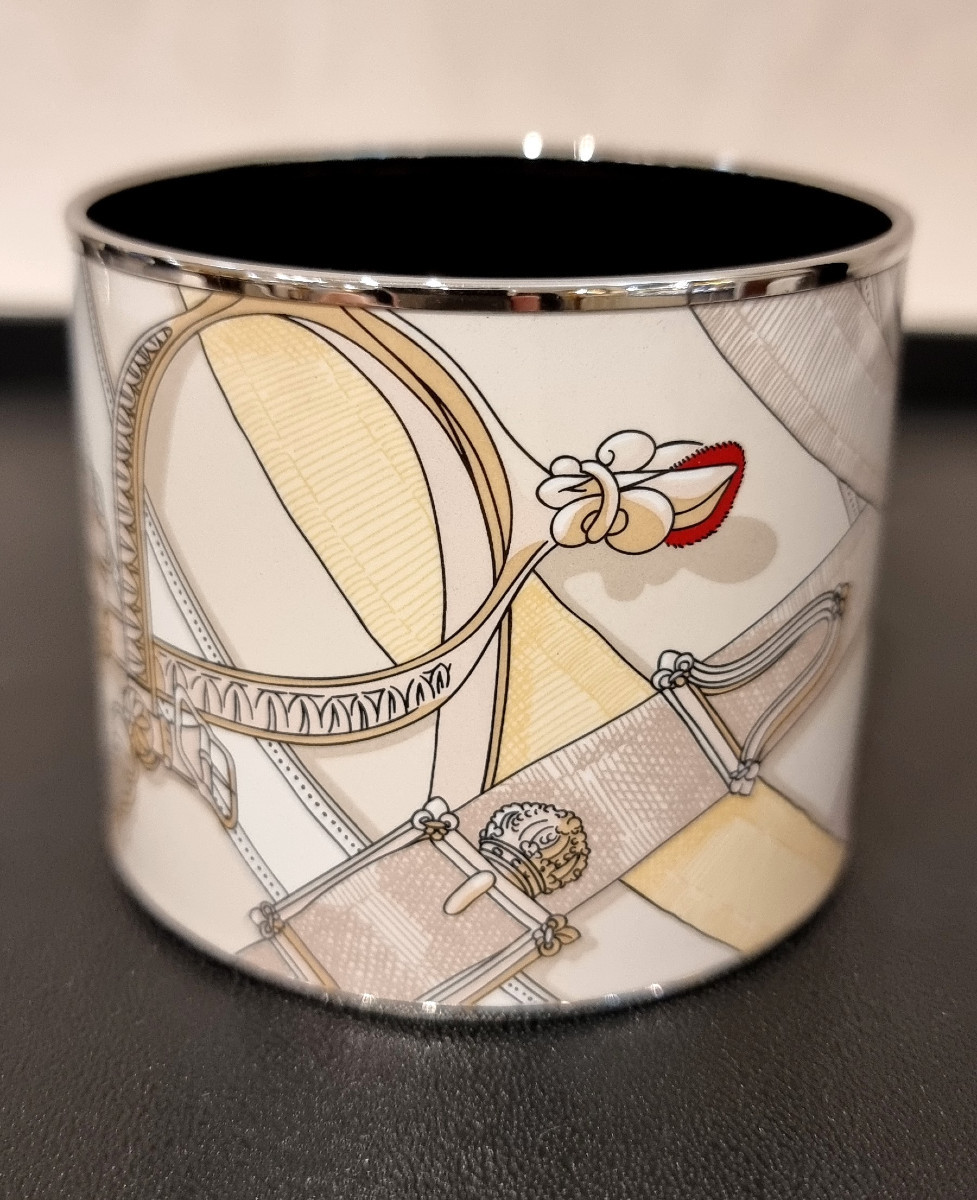Hermès Palladium Metal & Enamel Cuff Bracelet -photo-2
