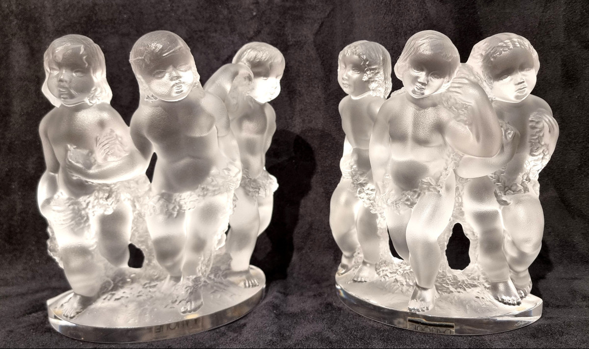LALIQUE Modèle  Luxembourg Paire de sculptures en cristal-photo-2