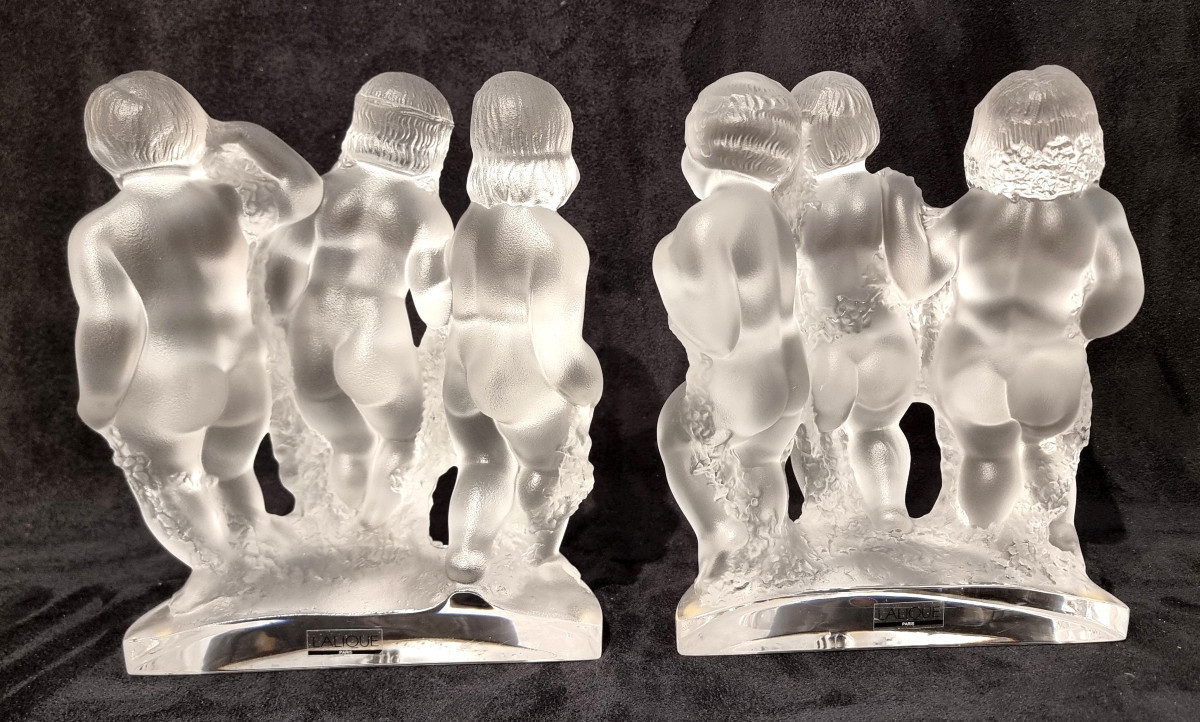 LALIQUE Modèle  Luxembourg Paire de sculptures en cristal-photo-4