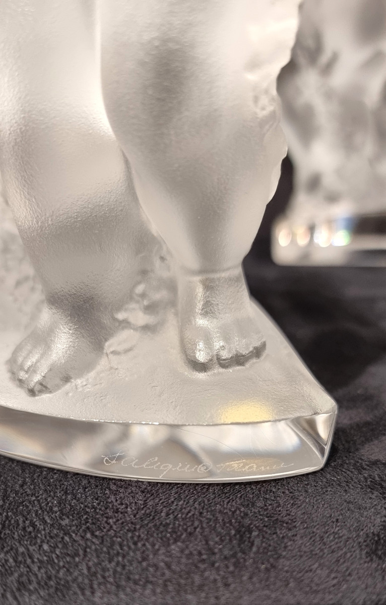LALIQUE Modèle  Luxembourg Paire de sculptures en cristal-photo-7
