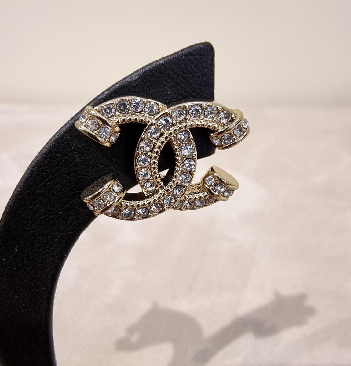 Chanel Pair Of Double Cc Crystal Earrings -photo-3