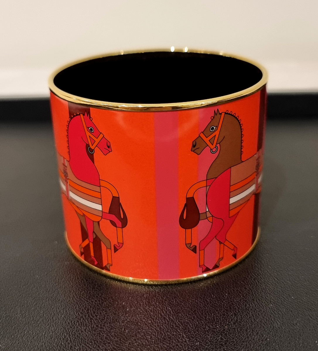 Hermès Horse Cuff Bracelet, Gold Plated & Enamel-photo-2