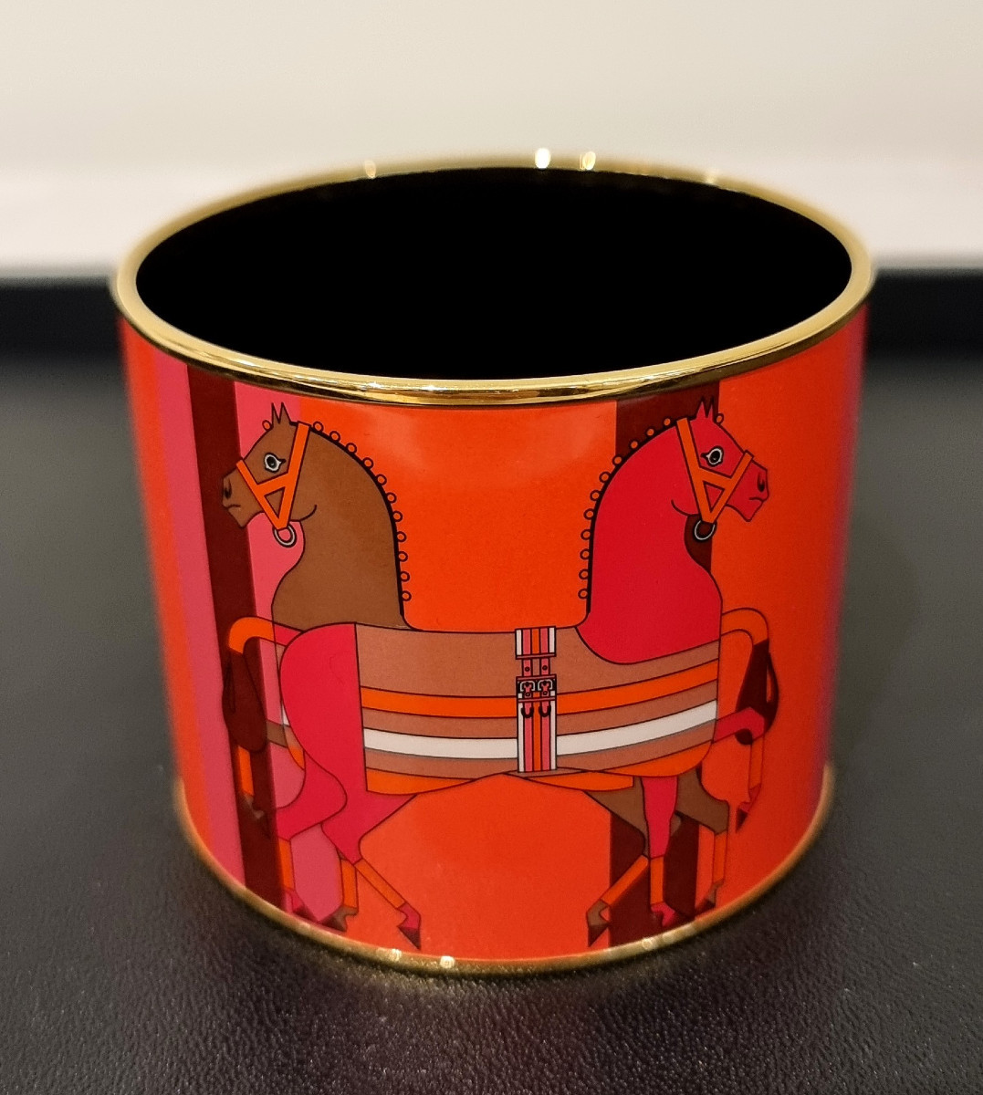 Hermès Horse Cuff Bracelet, Gold Plated & Enamel