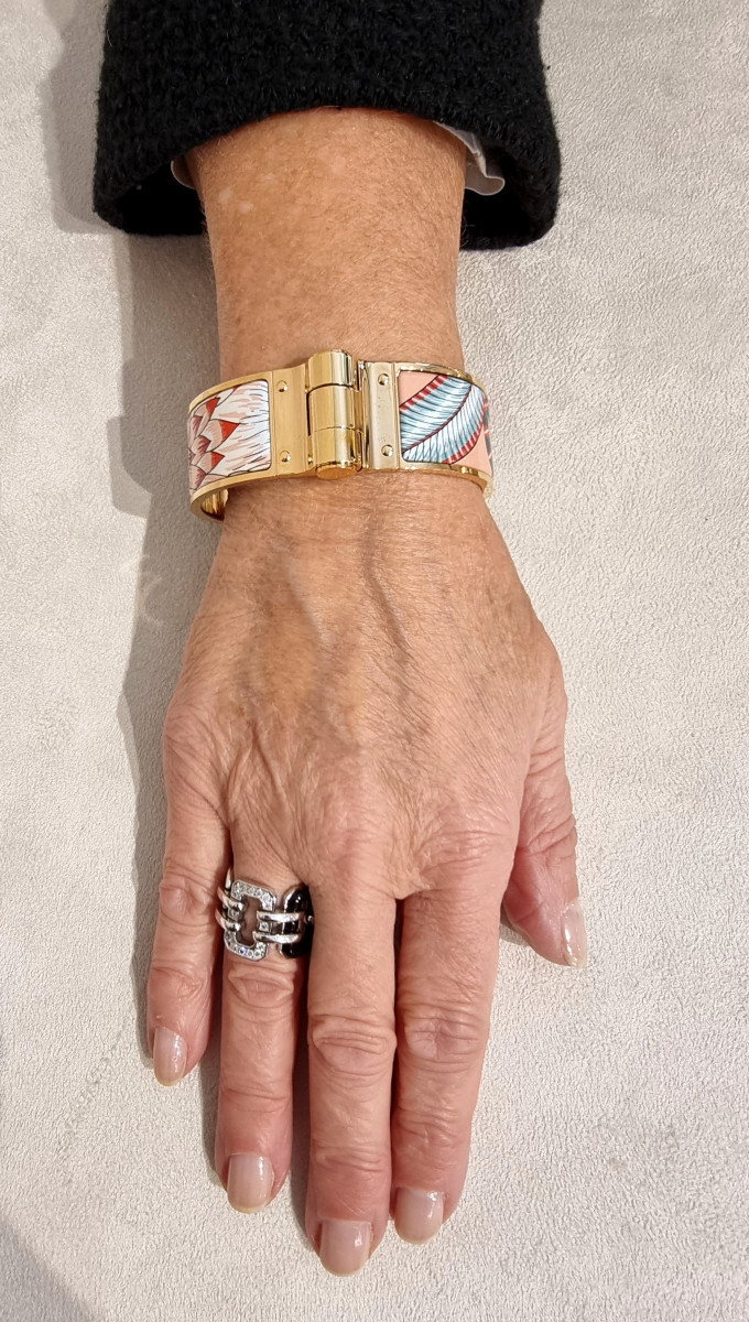 Hermès Gold-plated And Enamel Hinge Bracelet-photo-2