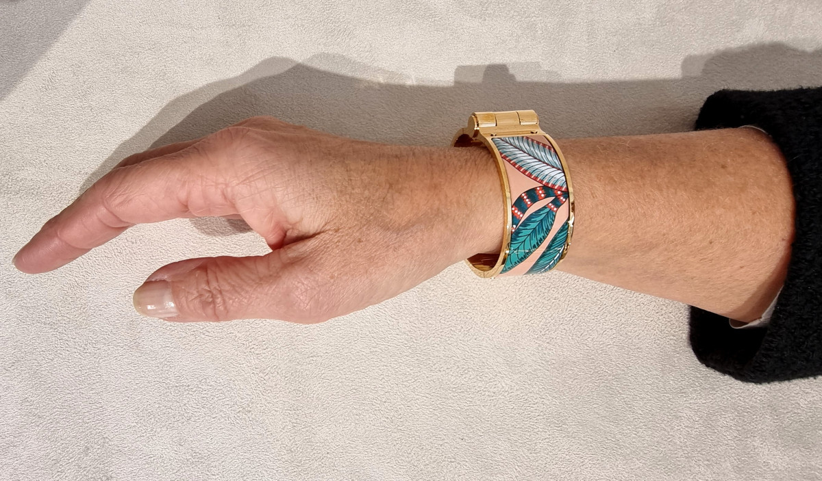 Hermès Gold-plated And Enamel Hinge Bracelet-photo-1