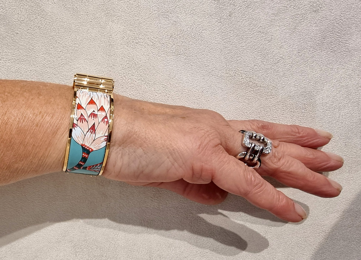 Hermès Gold-plated And Enamel Hinge Bracelet-photo-2