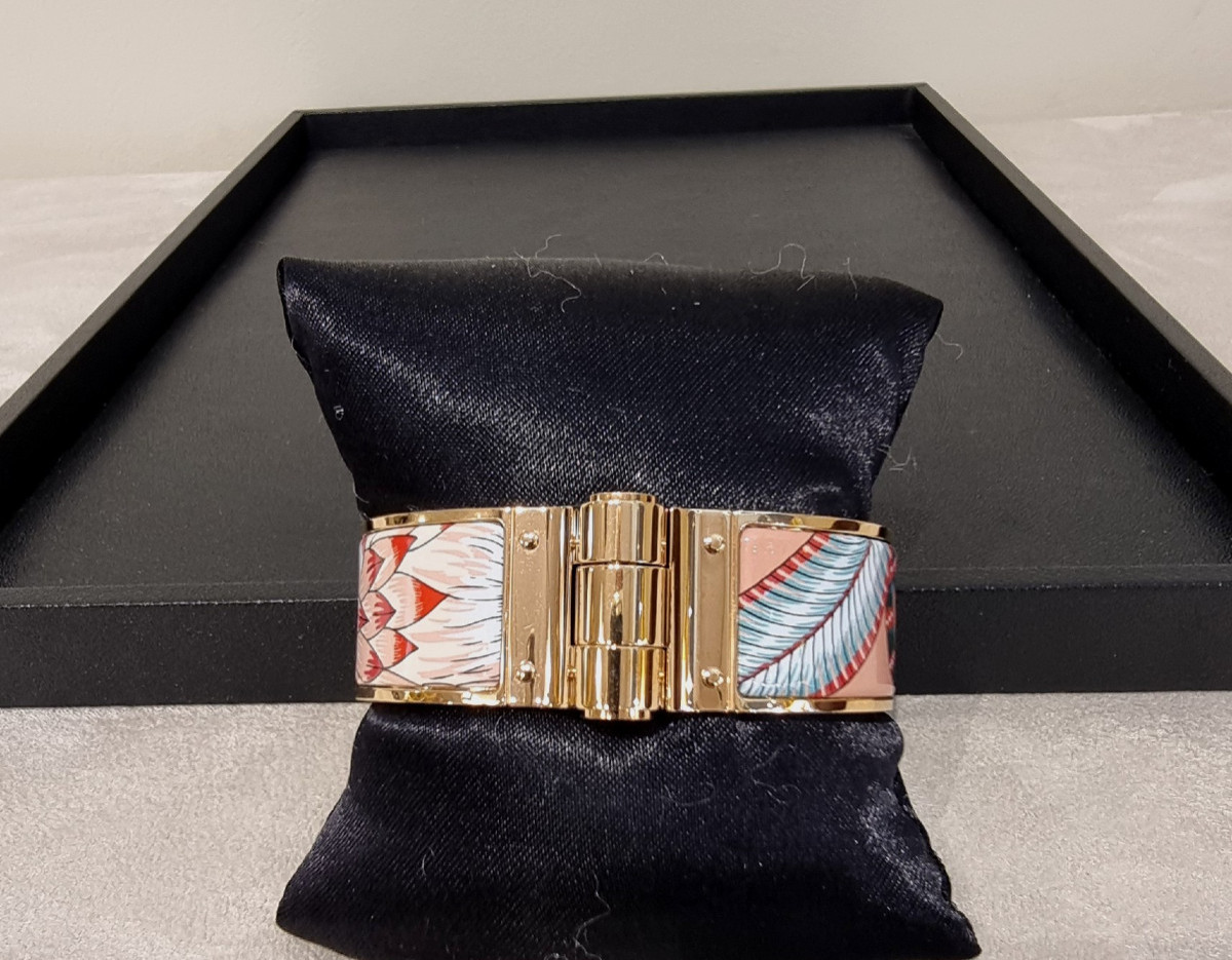 Hermès Gold-plated And Enamel Hinge Bracelet-photo-3