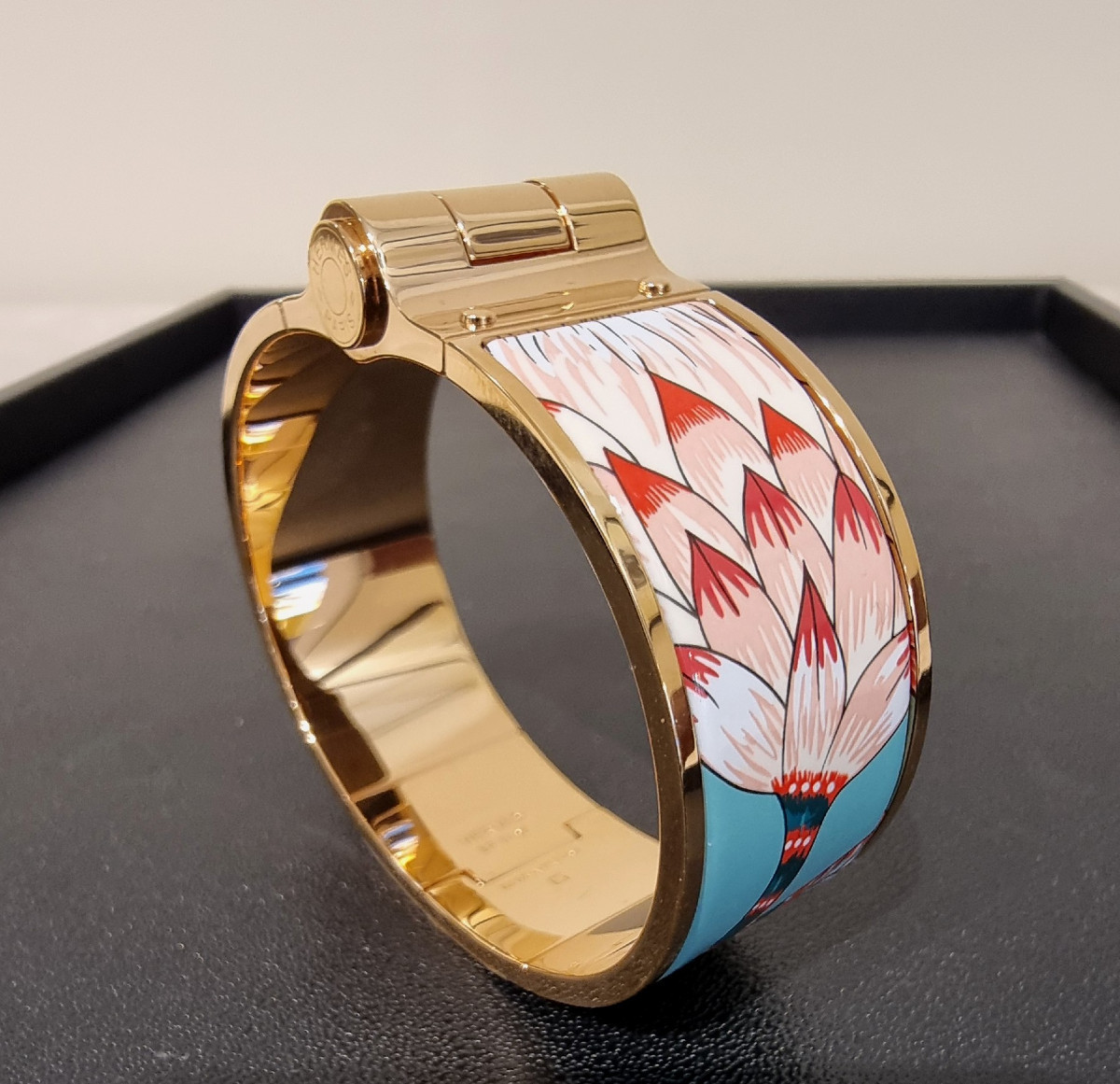 Hermès Gold-plated And Enamel Hinge Bracelet-photo-6