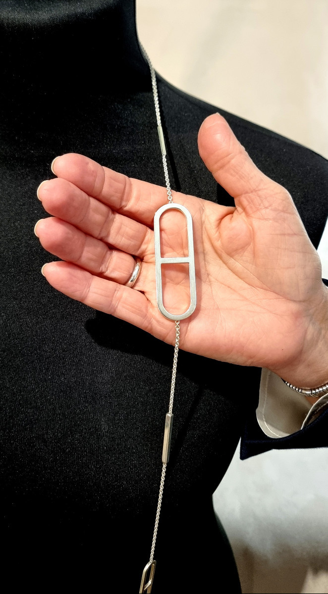 Hermès Ever Silver Long Necklace-photo-3