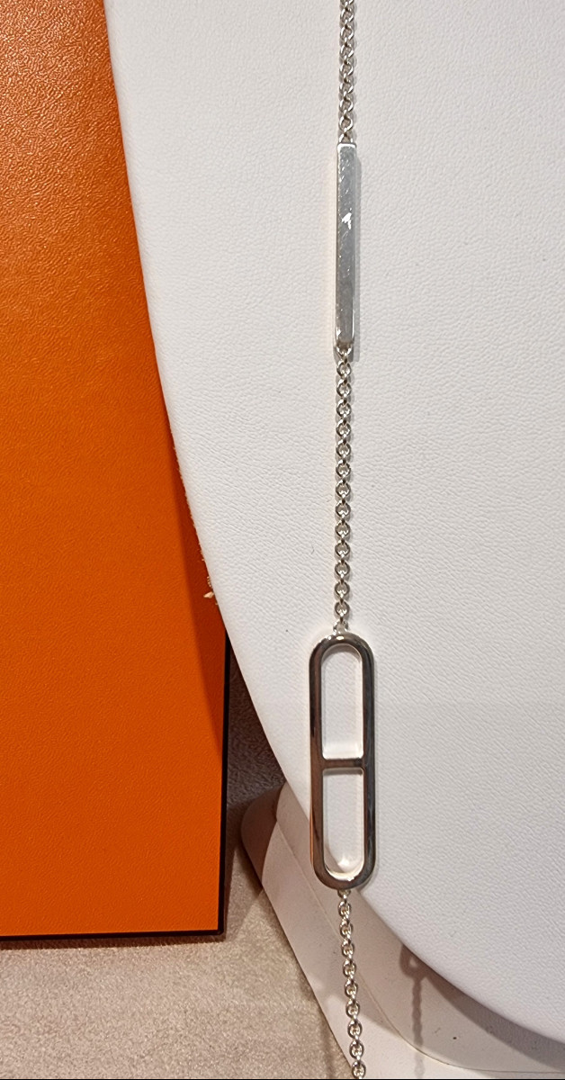 Hermès Ever Silver Long Necklace-photo-1