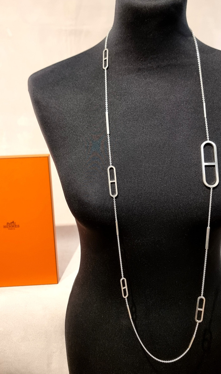 Hermès Ever Silver Long Necklace-photo-4