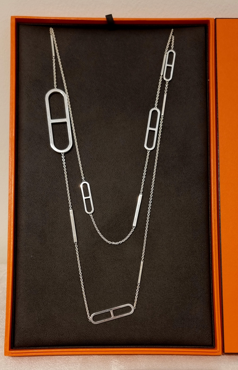 Hermès Ever Silver Long Necklace-photo-5