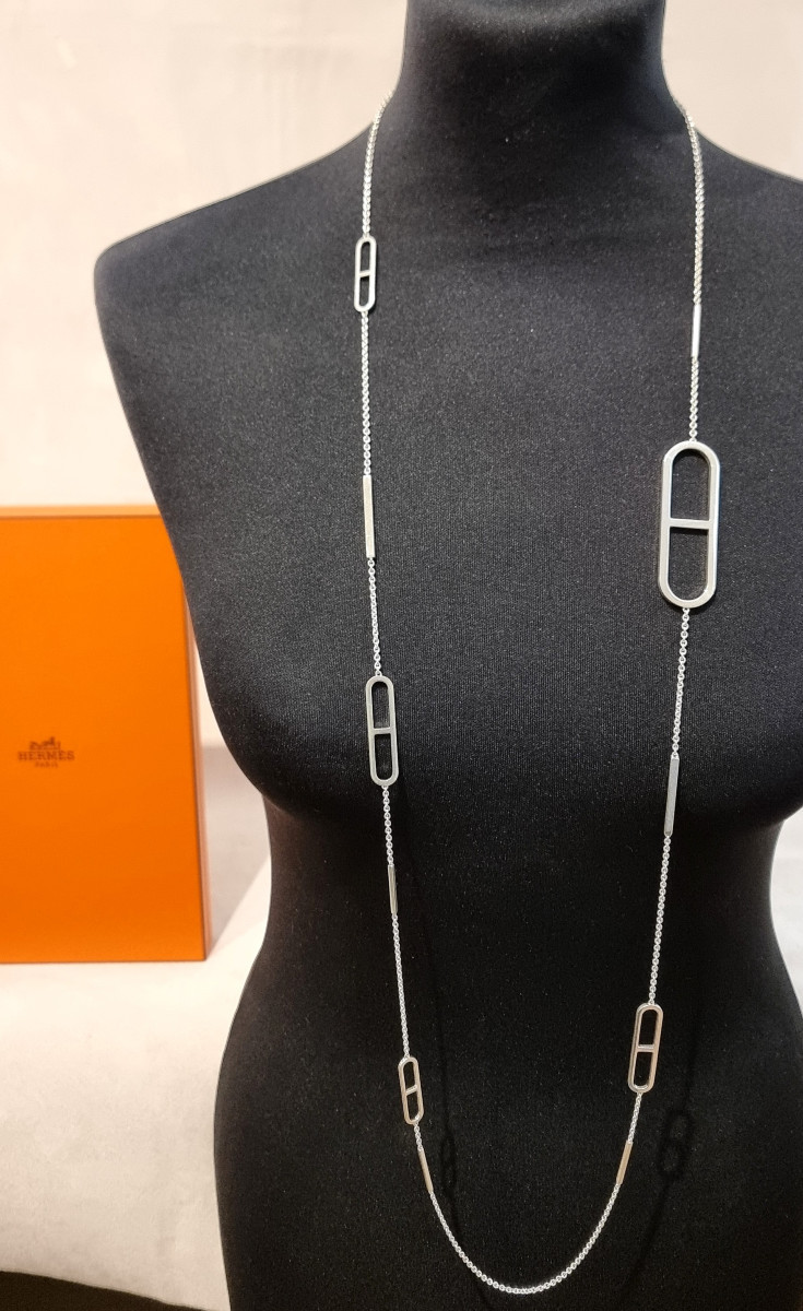 Hermès Ever Silver Long Necklace