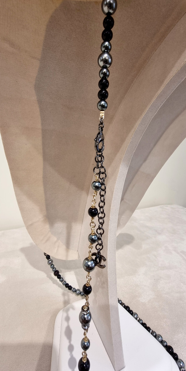 CHANEL SAUTOIR CRISTAL Ruthénium et perles de verre -photo-2