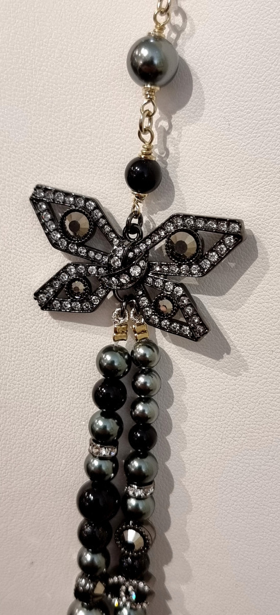 CHANEL SAUTOIR CRISTAL Ruthénium et perles de verre -photo-3