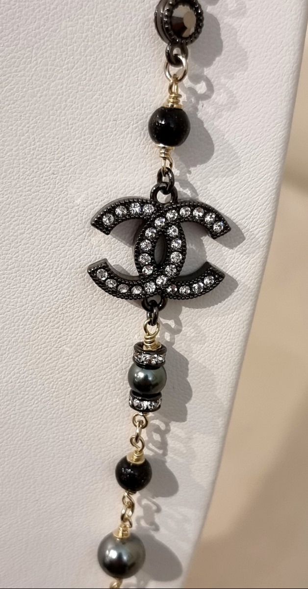 CHANEL SAUTOIR CRISTAL Ruthénium et perles de verre -photo-4