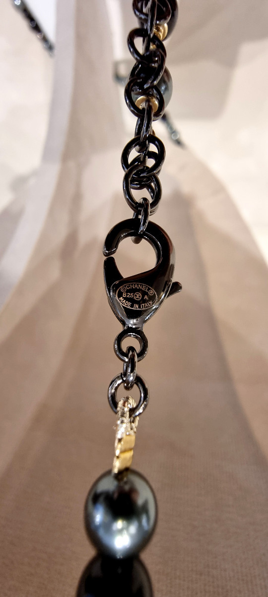 CHANEL SAUTOIR CRISTAL Ruthénium et perles de verre -photo-8