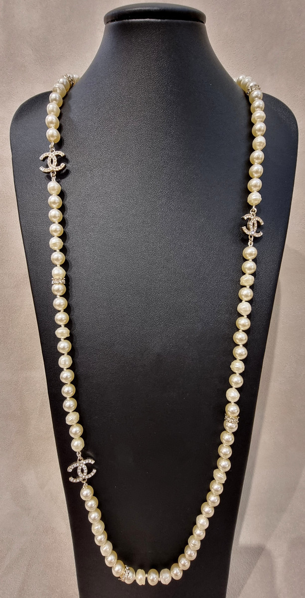 Chanel Long Necklace With Crystal And Double Glass Beads Cc-photo-2
