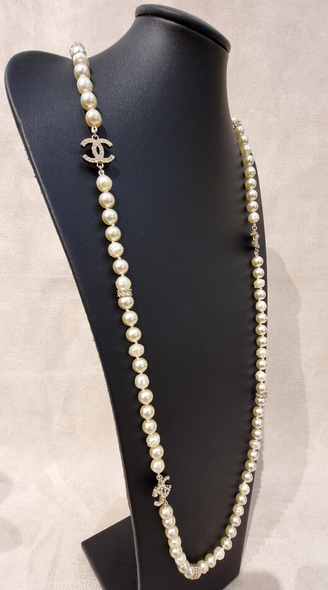 Chanel Long Necklace With Crystal And Double Glass Beads Cc-photo-4