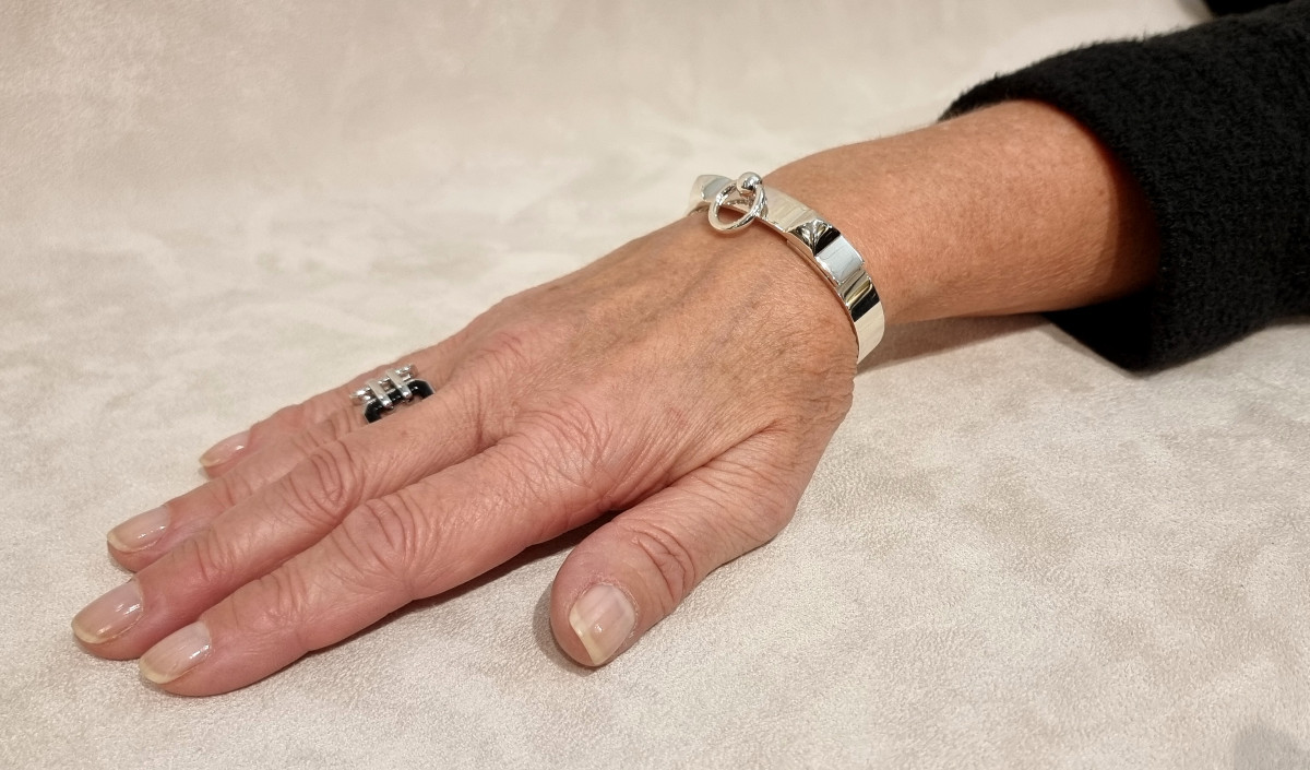 Hermès Silver Dog Collar Bracelet-photo-2