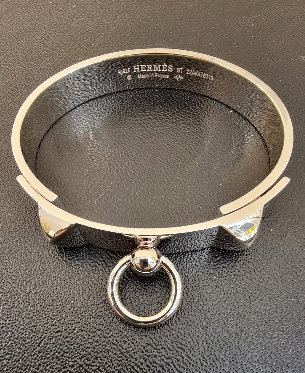 Hermès Silver Dog Collar Bracelet-photo-3
