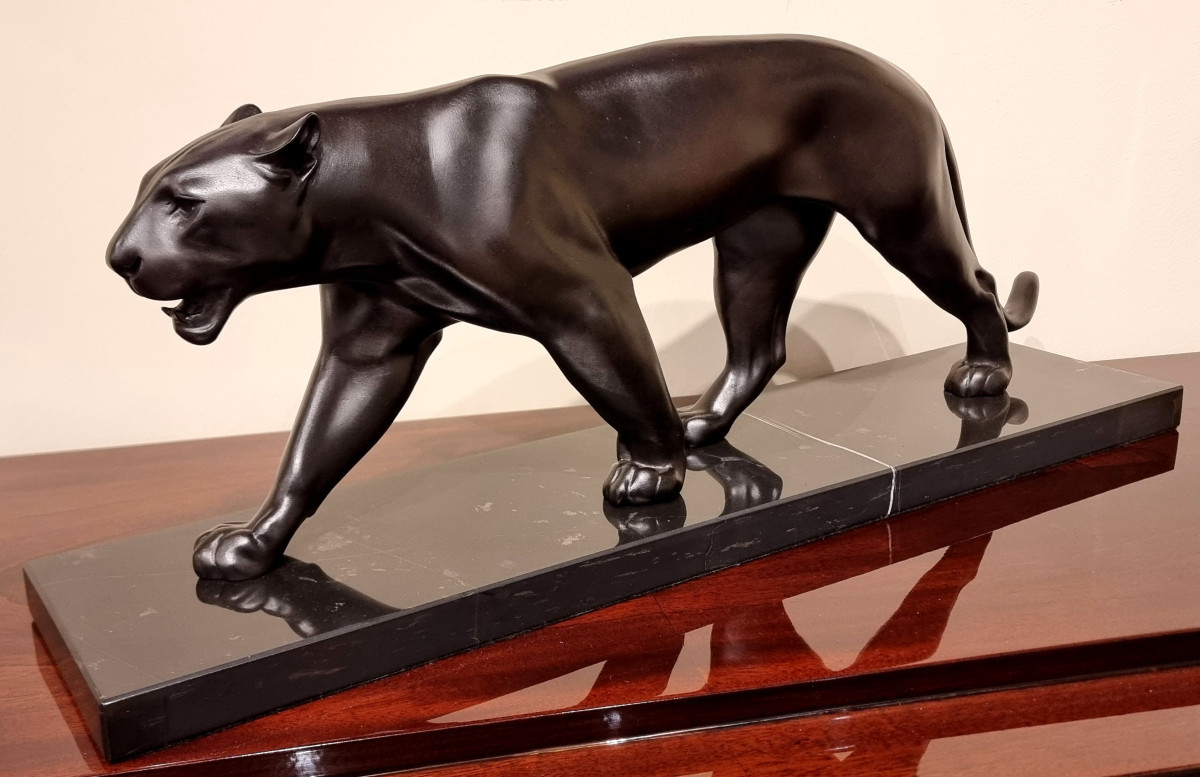 Max Le Verrier Art Deco Panther Sculpture-photo-2