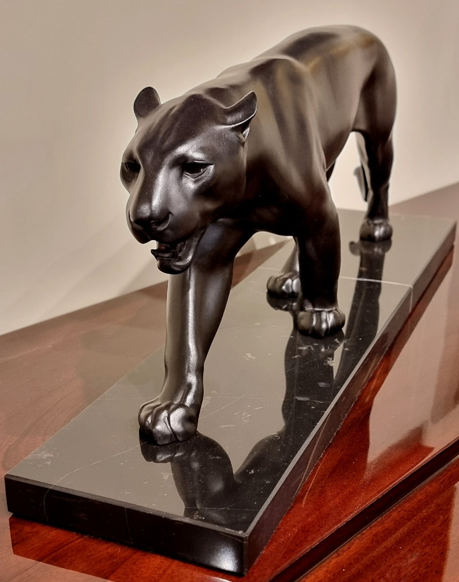 Max Le Verrier Art Deco Panther Sculpture-photo-3