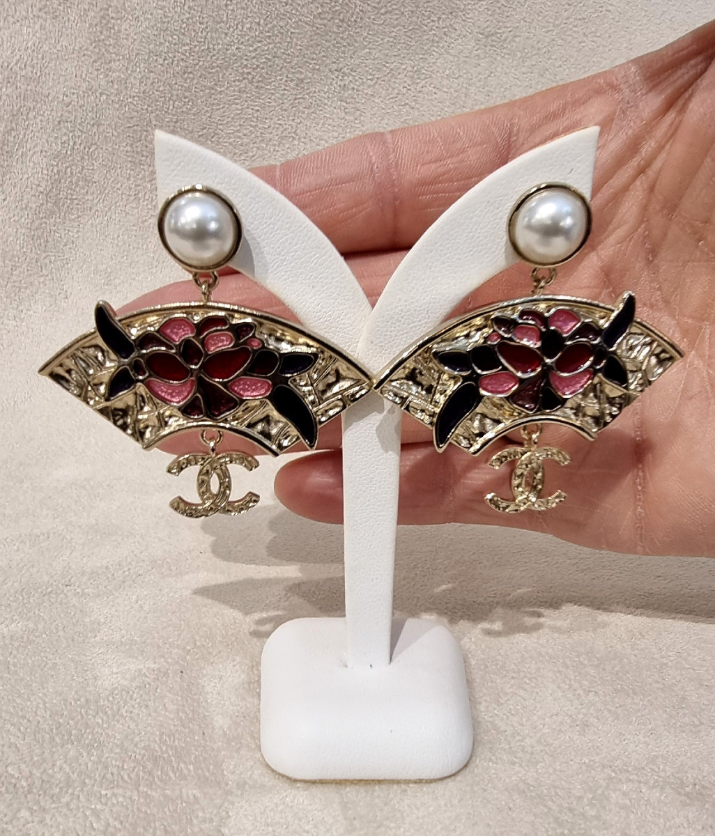 CHANEL Paire de boucles d'oreilles pendants-photo-4