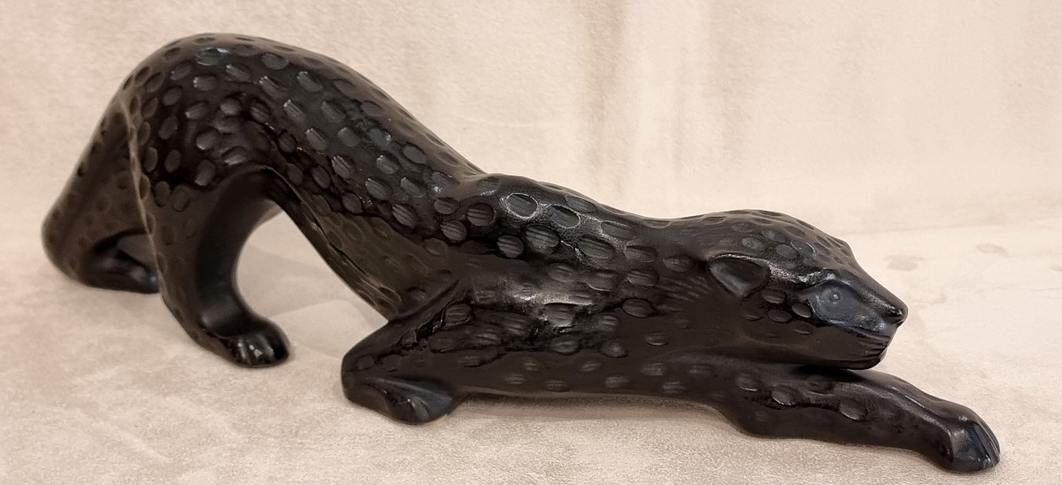 Lalique Marie Claude Panthère Zeila Grand Modèle Cristal Noir-photo-3