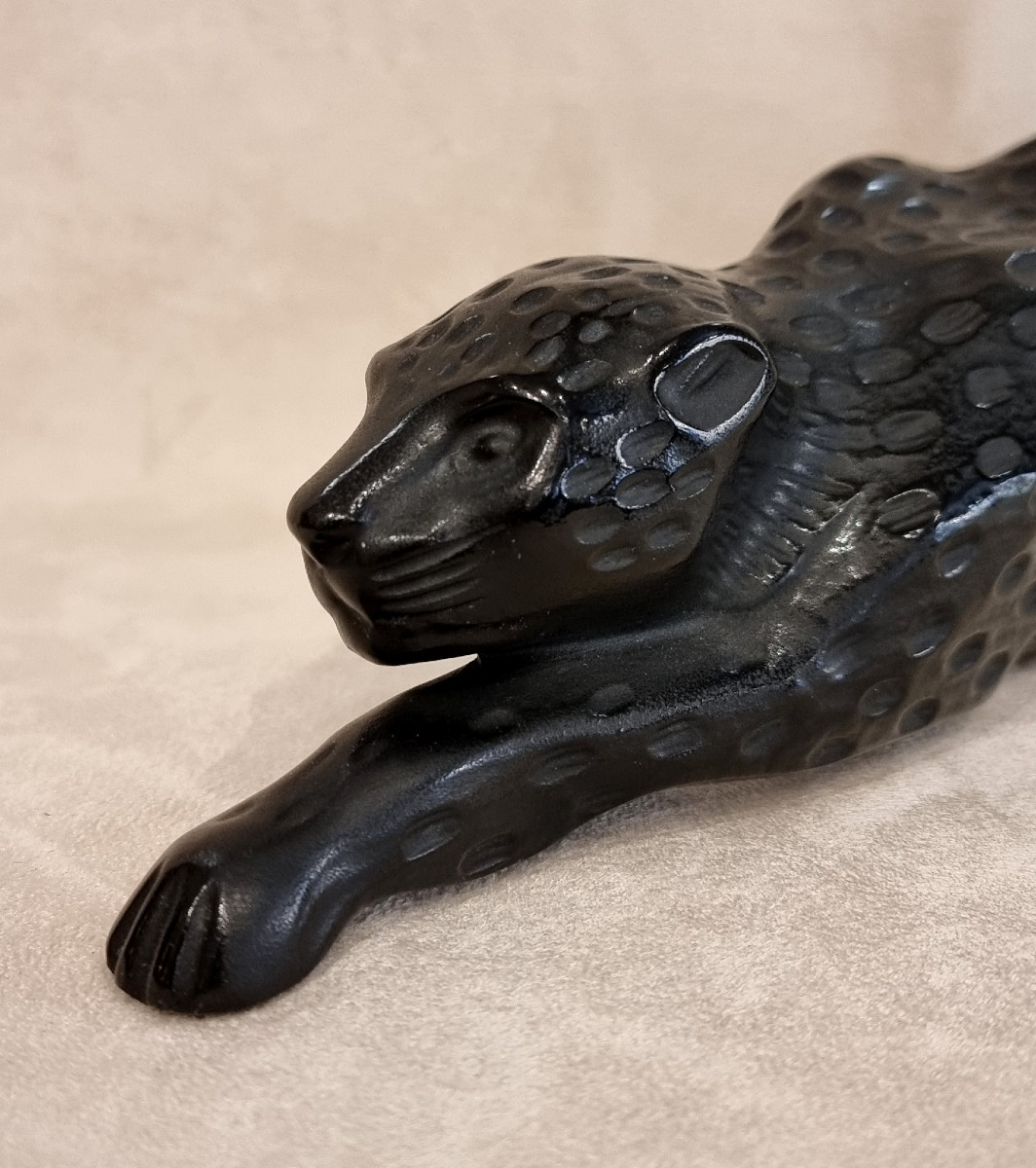 Lalique Marie Claude Panthère Zeila Grand Modèle Cristal Noir-photo-4