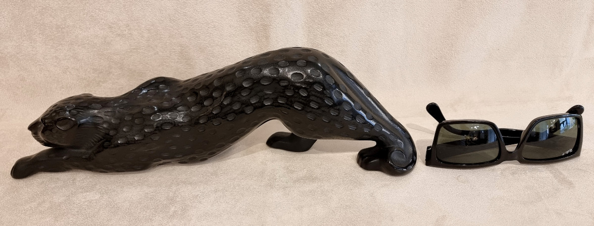Lalique Marie Claude Panthère Zeila Grand Modèle Cristal Noir-photo-4