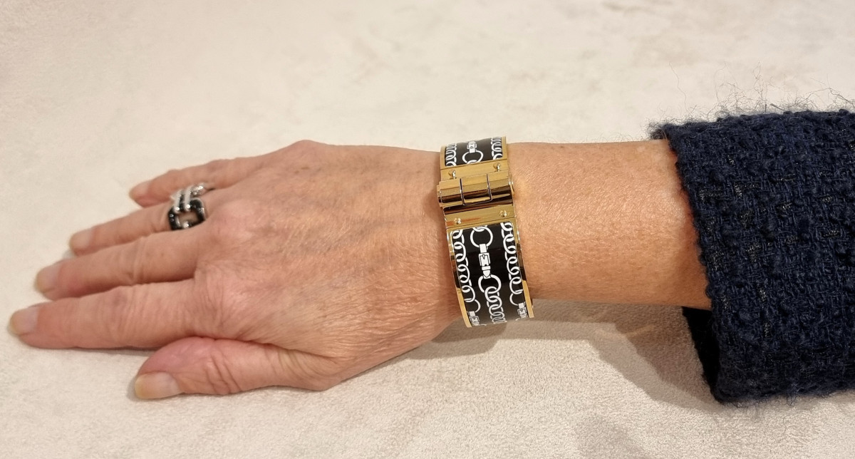 Hermès Gold-plated And Enamel Hinge Bracelet -photo-3