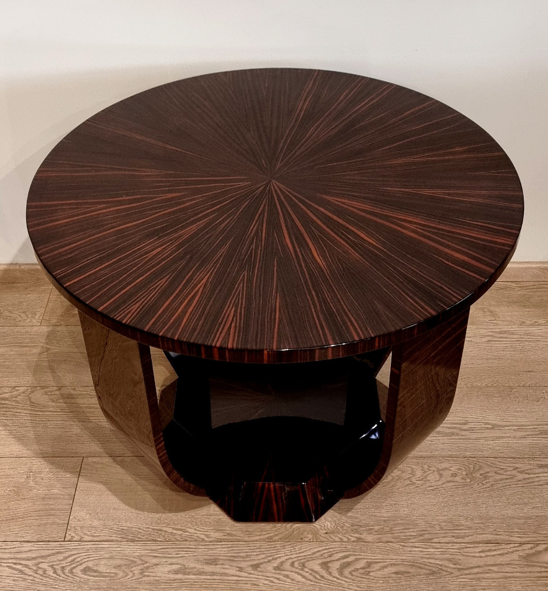 ALBERT FOURNIER & Cie Table Guéridon en Placage D'Ebène de Macassar Art-Déco 1930-photo-1