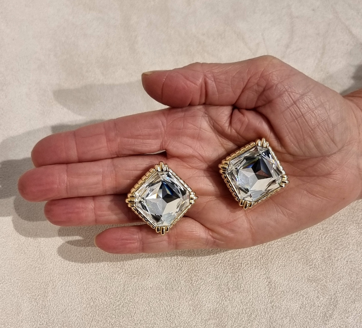 Christian Dior Pair Of Crystal And Gold-tone Metal Ear Clips-photo-2