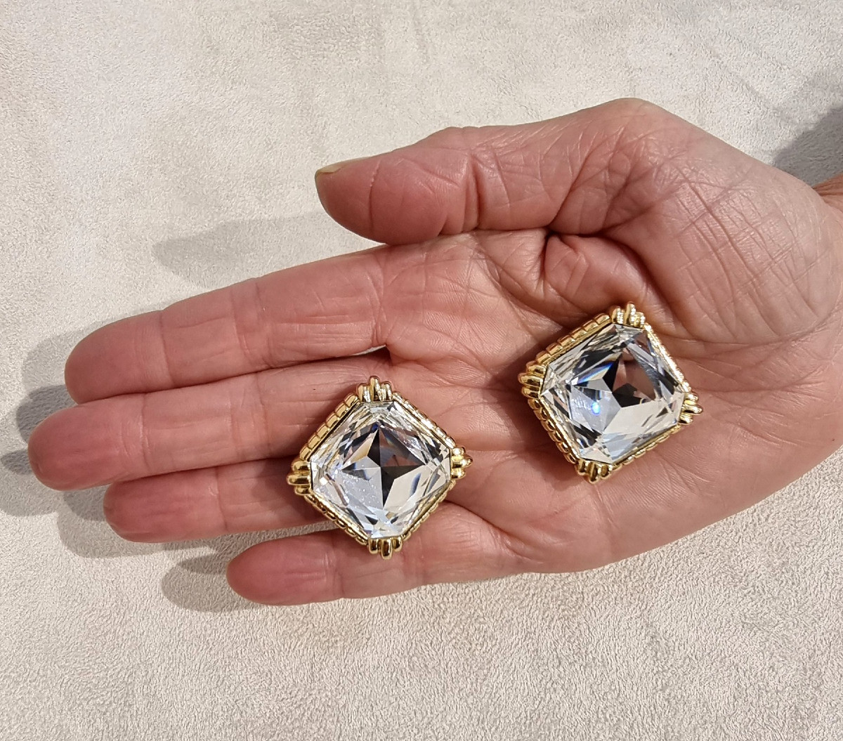 Christian Dior Pair Of Crystal And Gold-tone Metal Ear Clips-photo-1