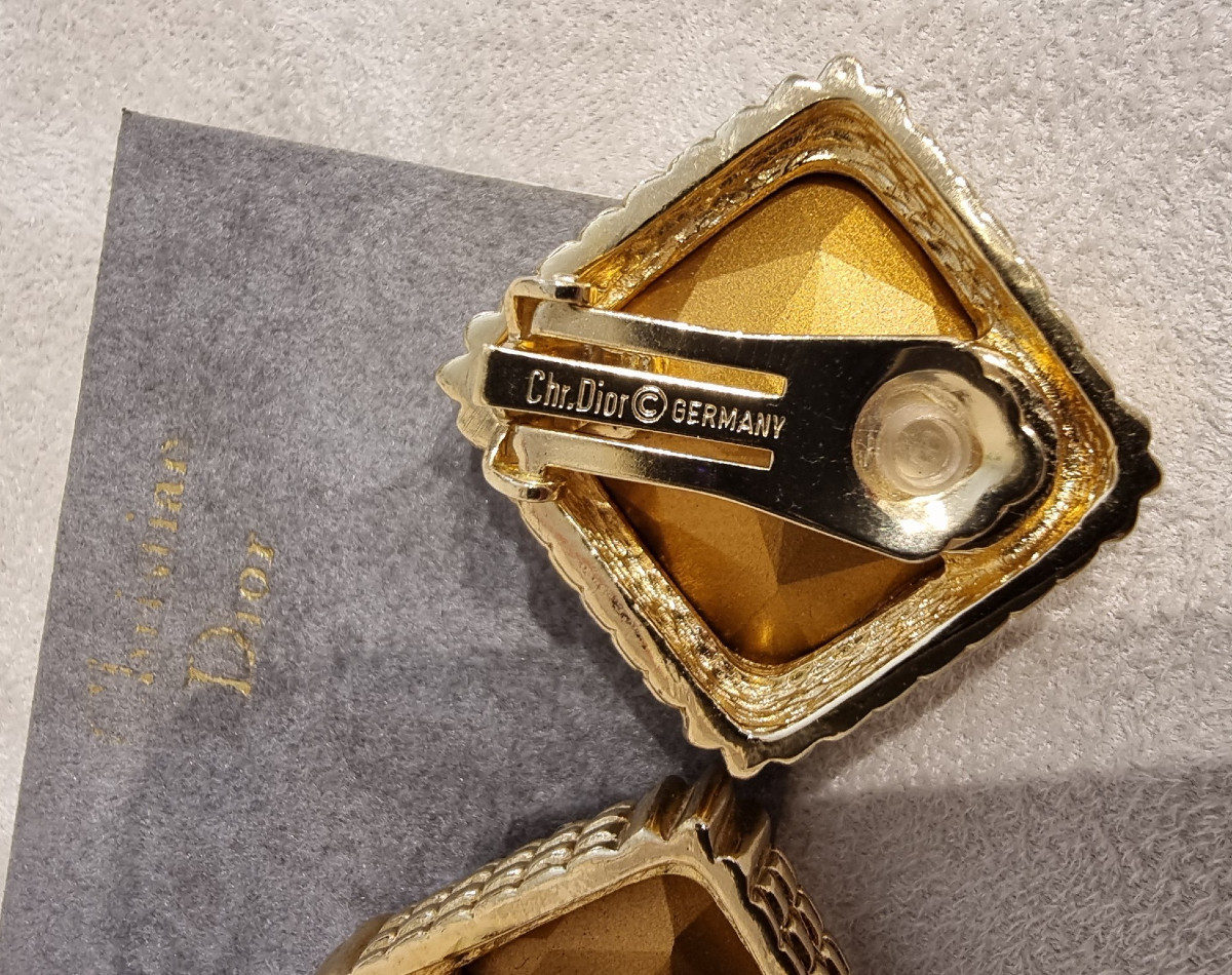 Christian Dior Pair Of Crystal And Gold-tone Metal Ear Clips-photo-5