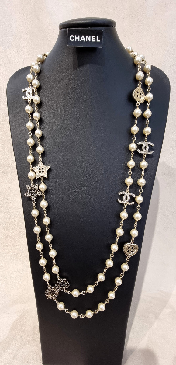 CHANEL LONG COLLIER SAUTOIR Perles Etoiles Double CC-photo-3