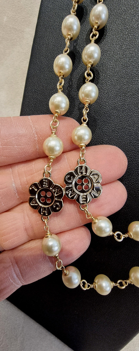 CHANEL LONG COLLIER SAUTOIR Perles Etoiles Double CC-photo-4