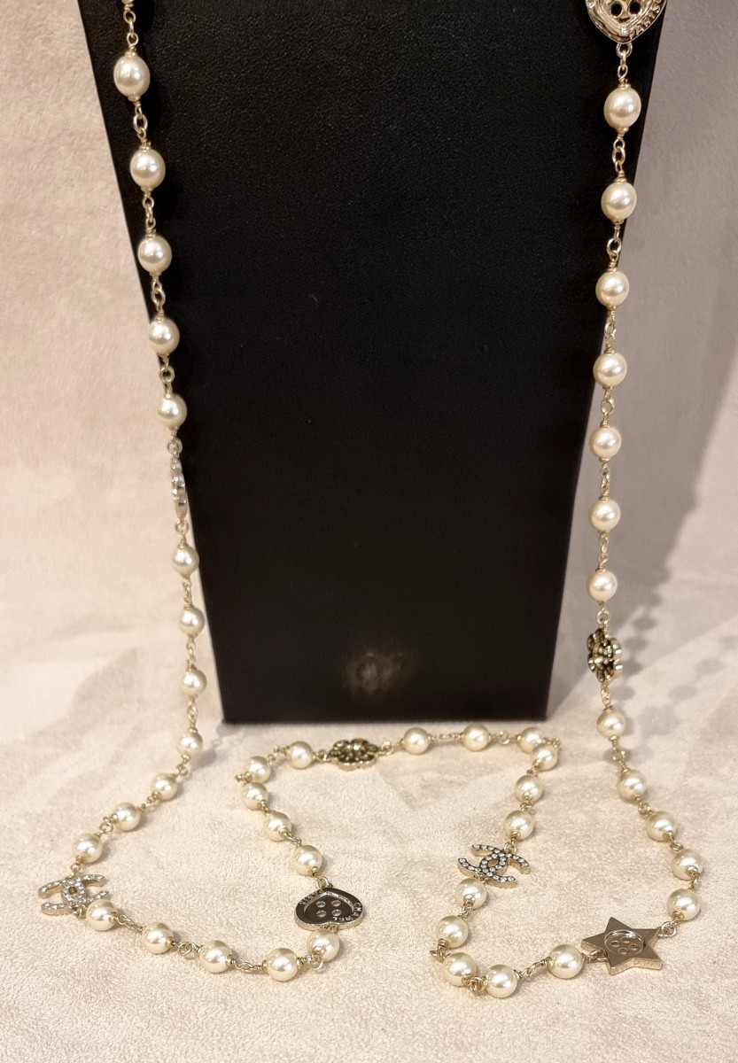 CHANEL LONG COLLIER SAUTOIR Perles Etoiles Double CC-photo-2