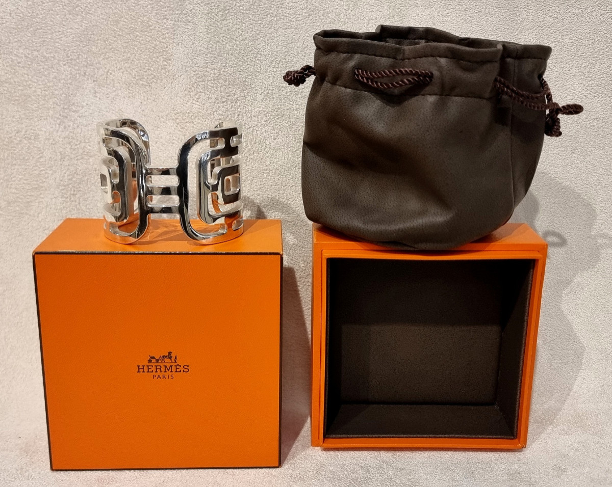 Hermès Arcane Cuff Bracelet In Silver-photo-3