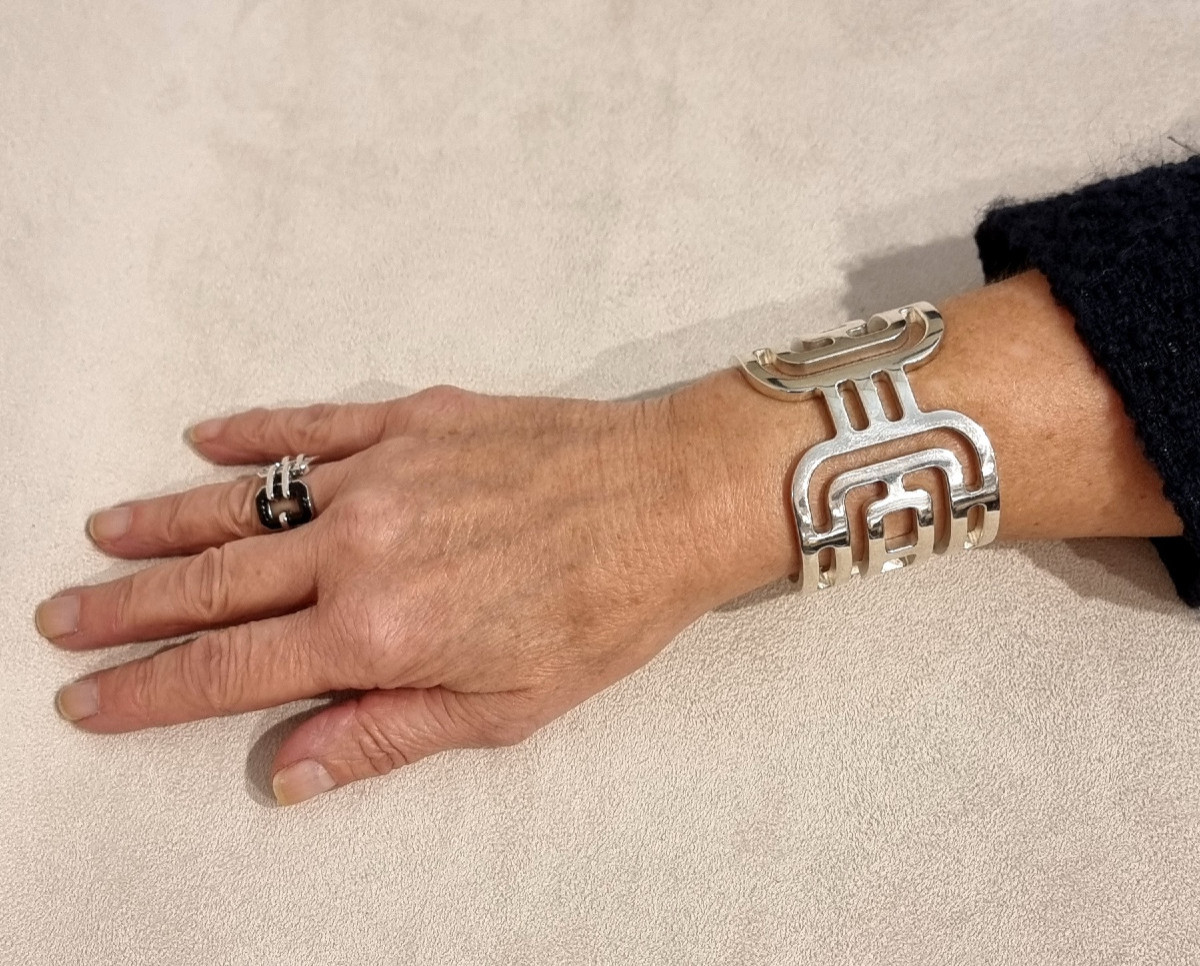 Hermès Arcane Cuff Bracelet In Silver-photo-4
