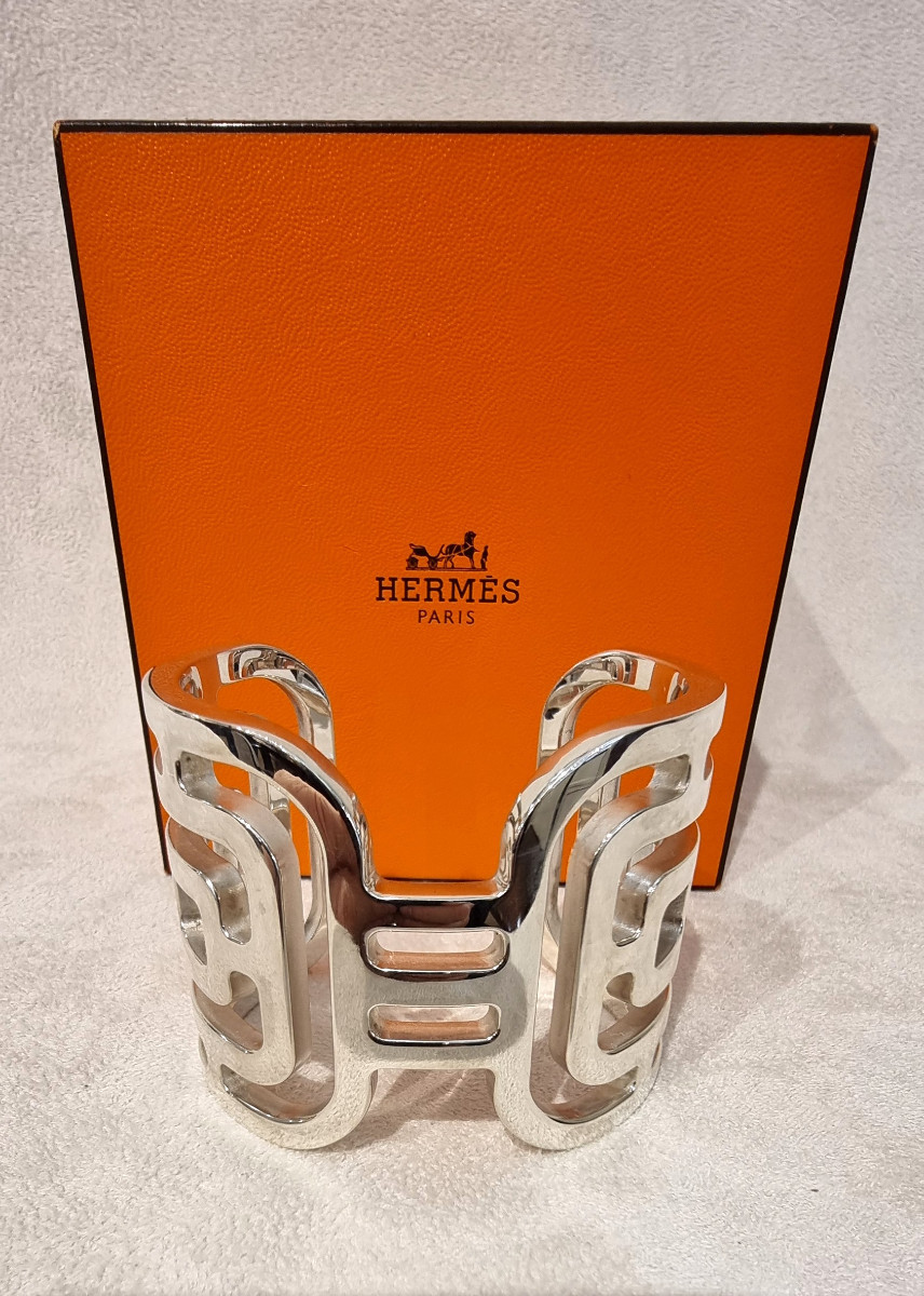 Hermès Arcane Cuff Bracelet In Silver-photo-7