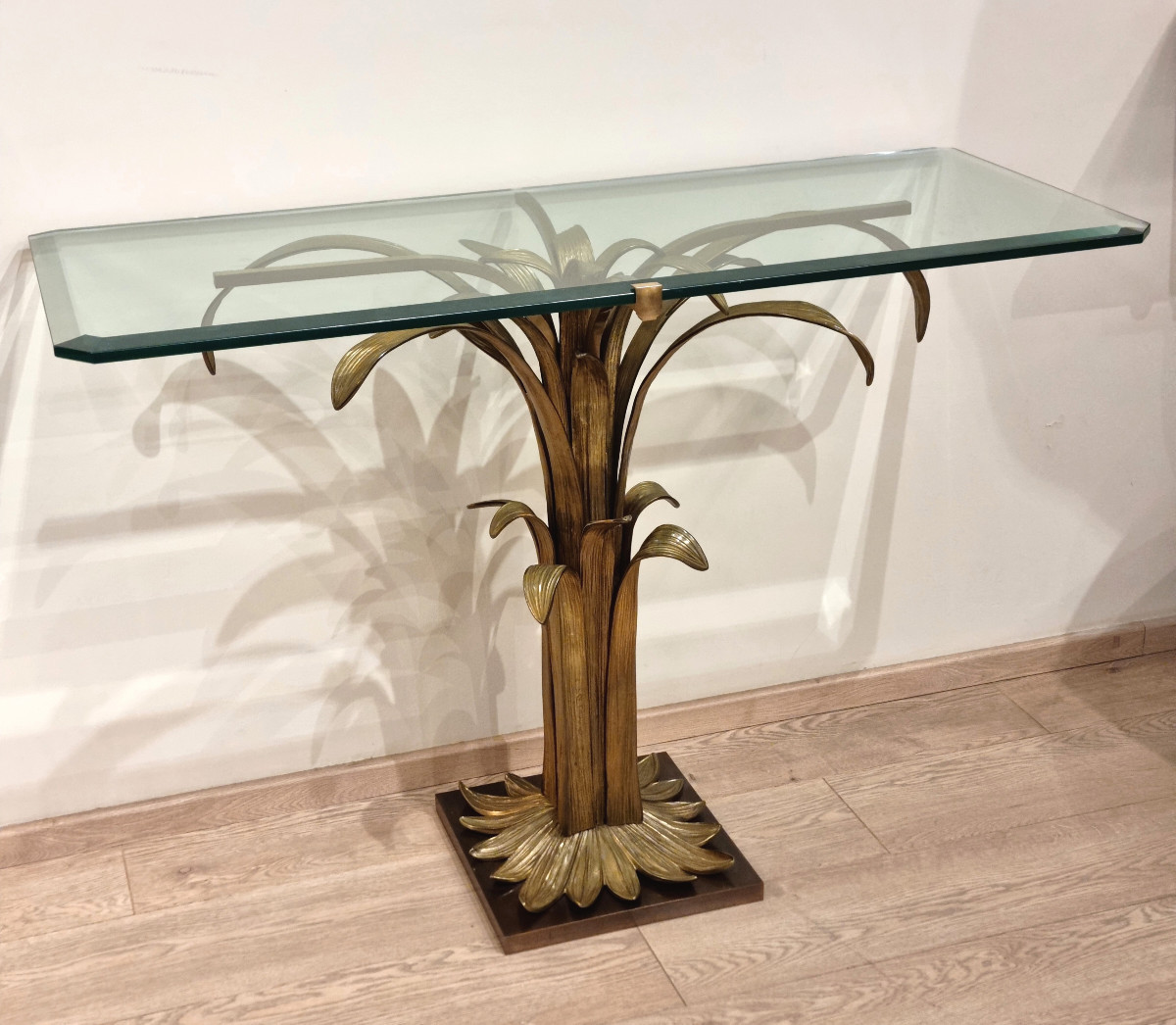 MAISON CHARLES Christiane CHARLES Console Feuille D'Eau Bronze Doré -photo-4