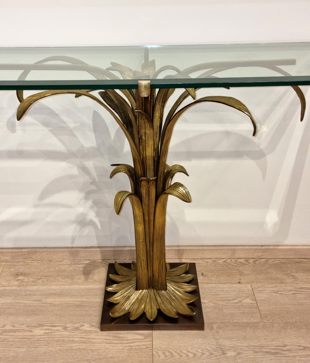 MAISON CHARLES Christiane CHARLES Console Feuille D'Eau Bronze Doré -photo-2