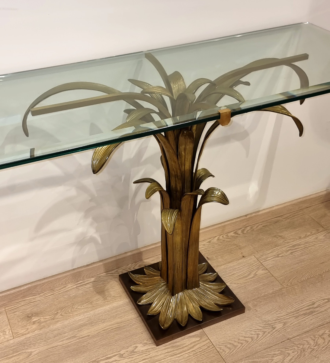 MAISON CHARLES Christiane CHARLES Console Feuille D'Eau Bronze Doré -photo-6
