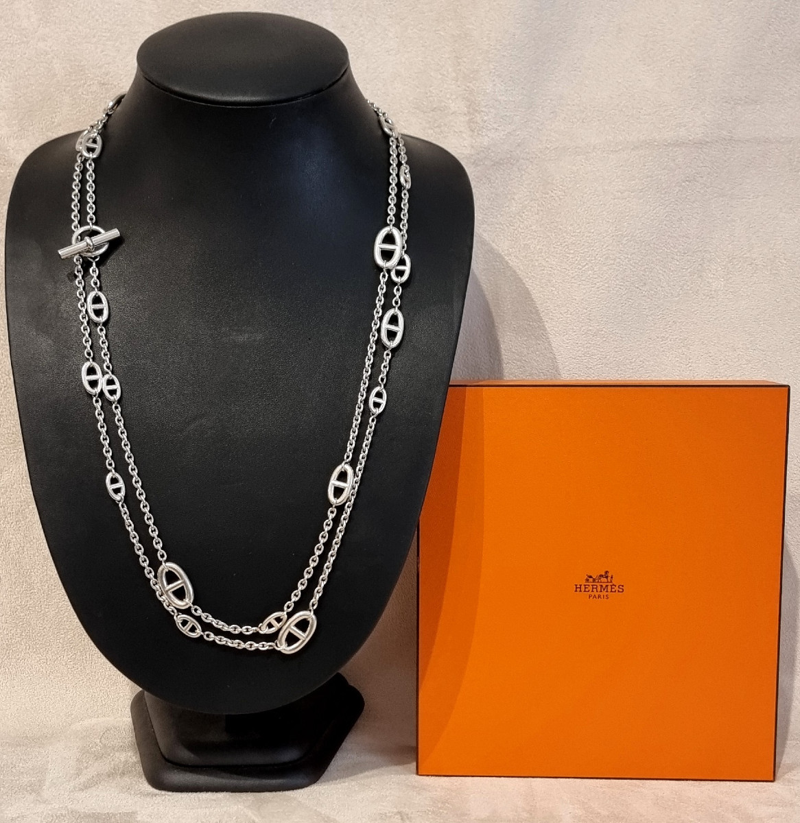 Hermès  Important  Necklace model Farandole In Silver 160cm 