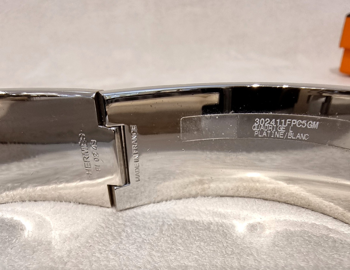 Hermès Clic H Bracelet, Quadrige Platinum Model, White  -photo-7